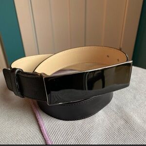 BANANA REPUBLIC Black Leather Dressy Belt with Large Black Buckle - S